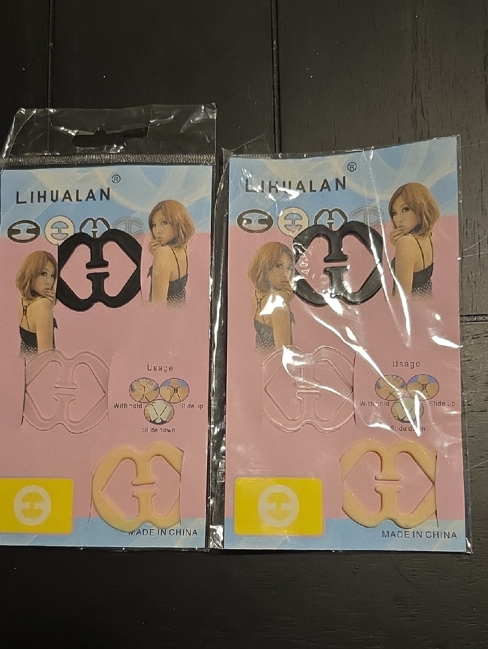 Women’s Clear/Black Bra Strap Clips - 2-Pack